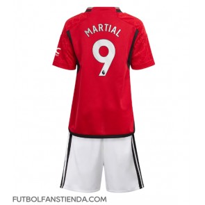 Manchester United Anthony Martial #9 Primera Equipación Niños 2023-24 Manga Corta (+ Pantalones cortos)